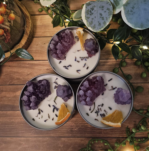 Crystal Wax Candles | Soy Blend Citrus Scent | Witch Apothecary