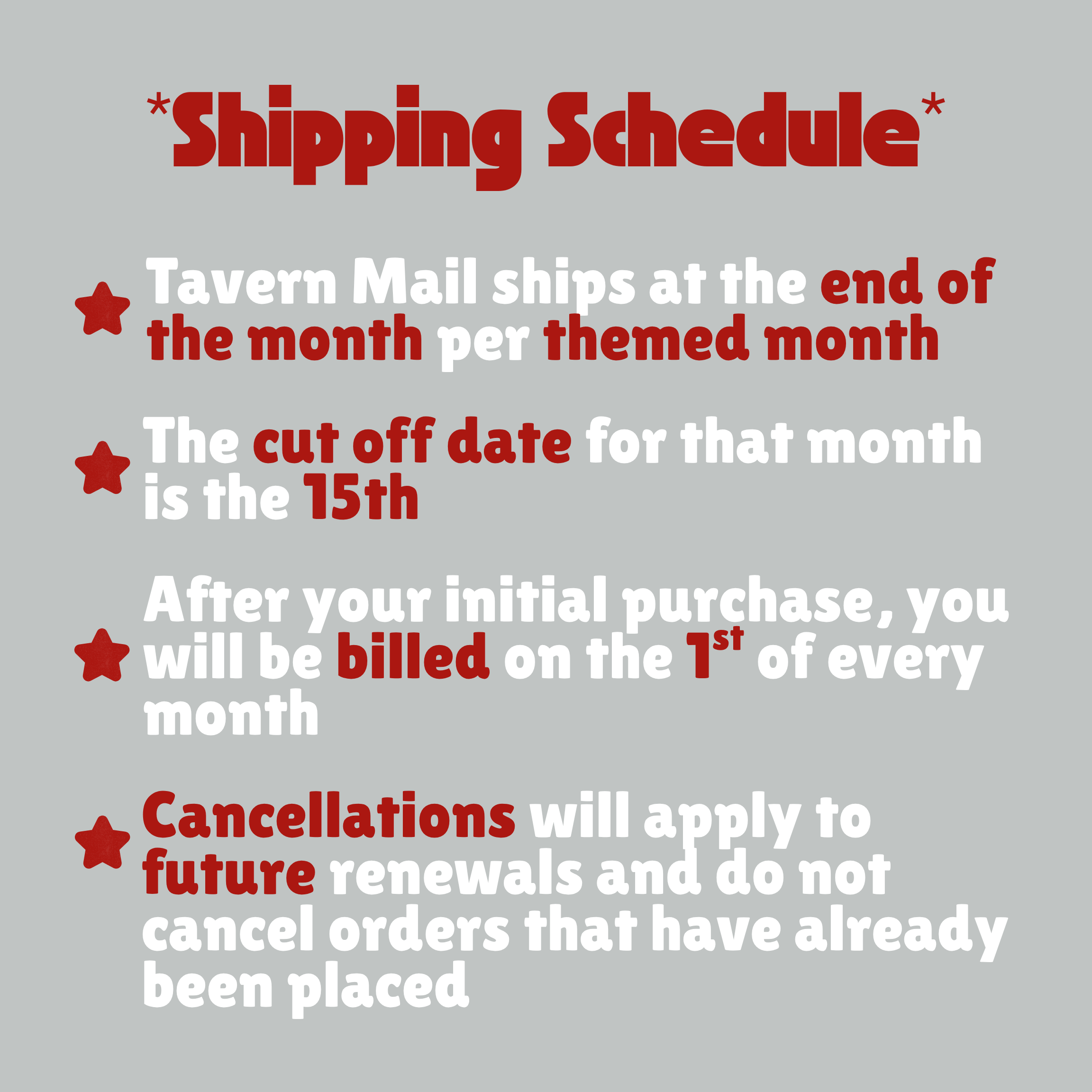 May Tavern Mail - Subscription Box