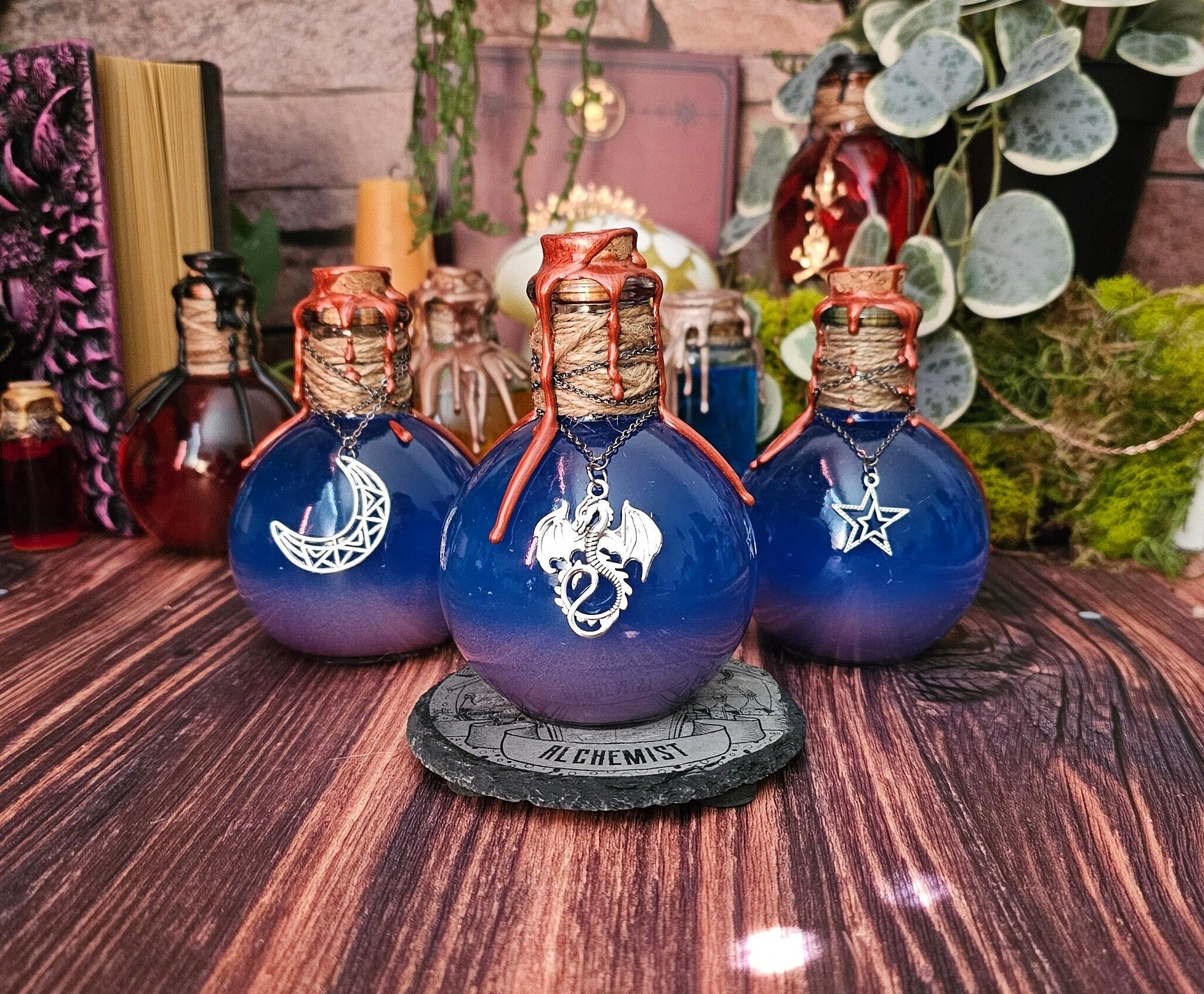 Color Changing Mana Potion: Medieval Fantasy Bottle with Charm
