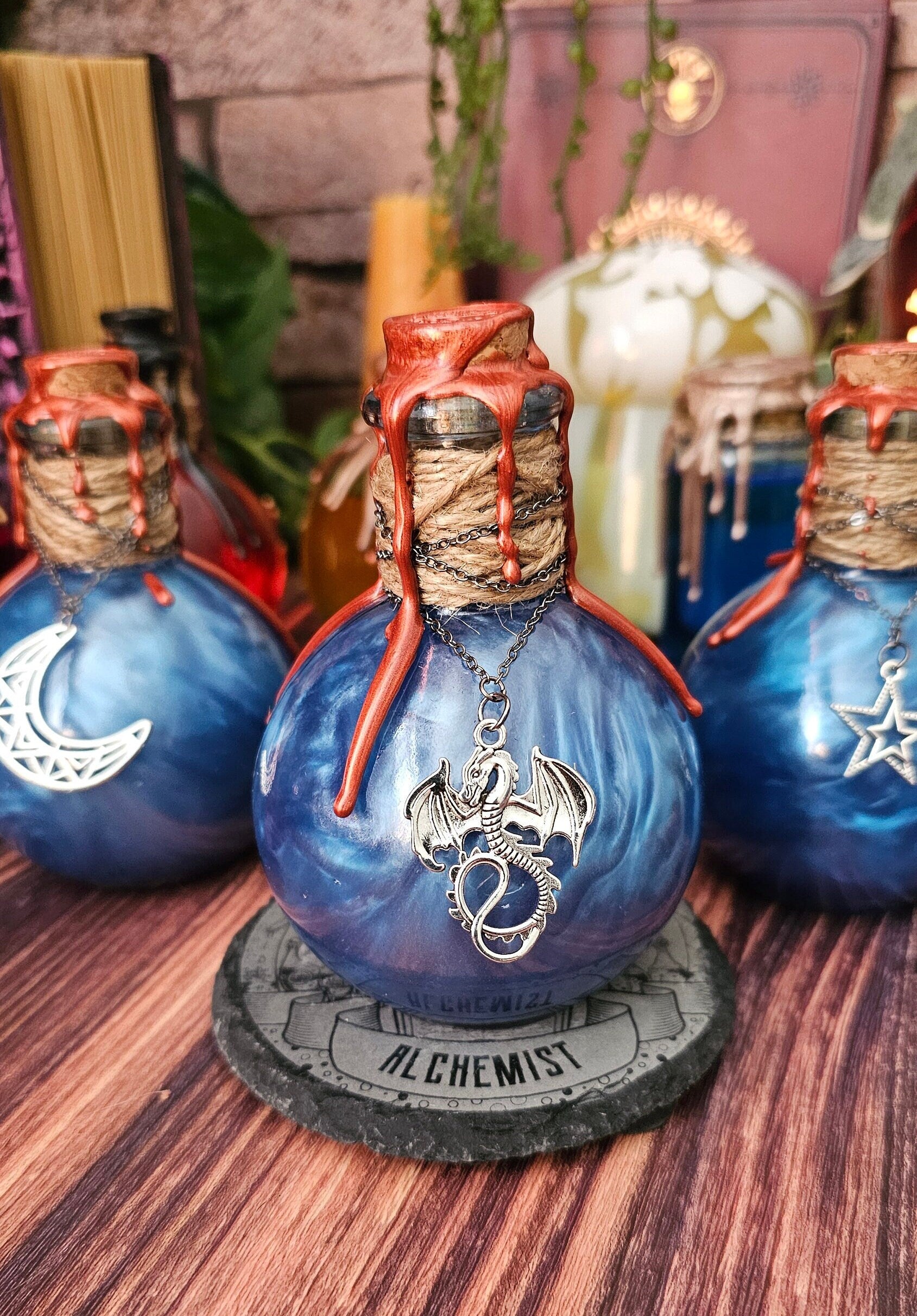 Color Changing Mana Potion: Medieval Fantasy Bottle with Charm