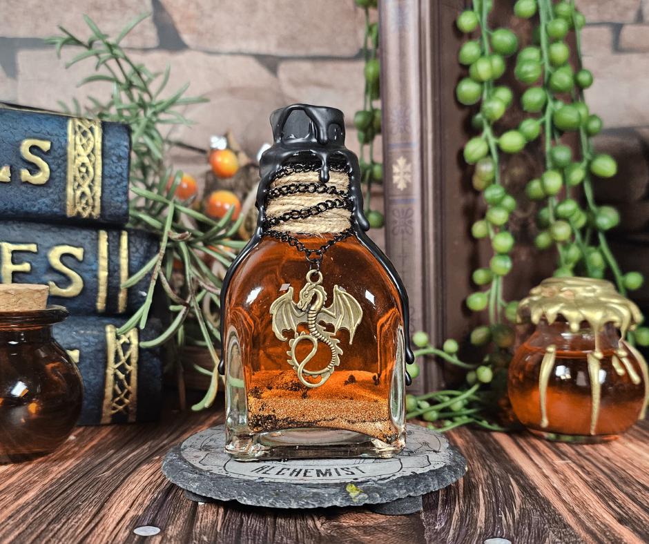Dragon Fire Magic Potion Bottle: Color Shifting Fantasy Decor
