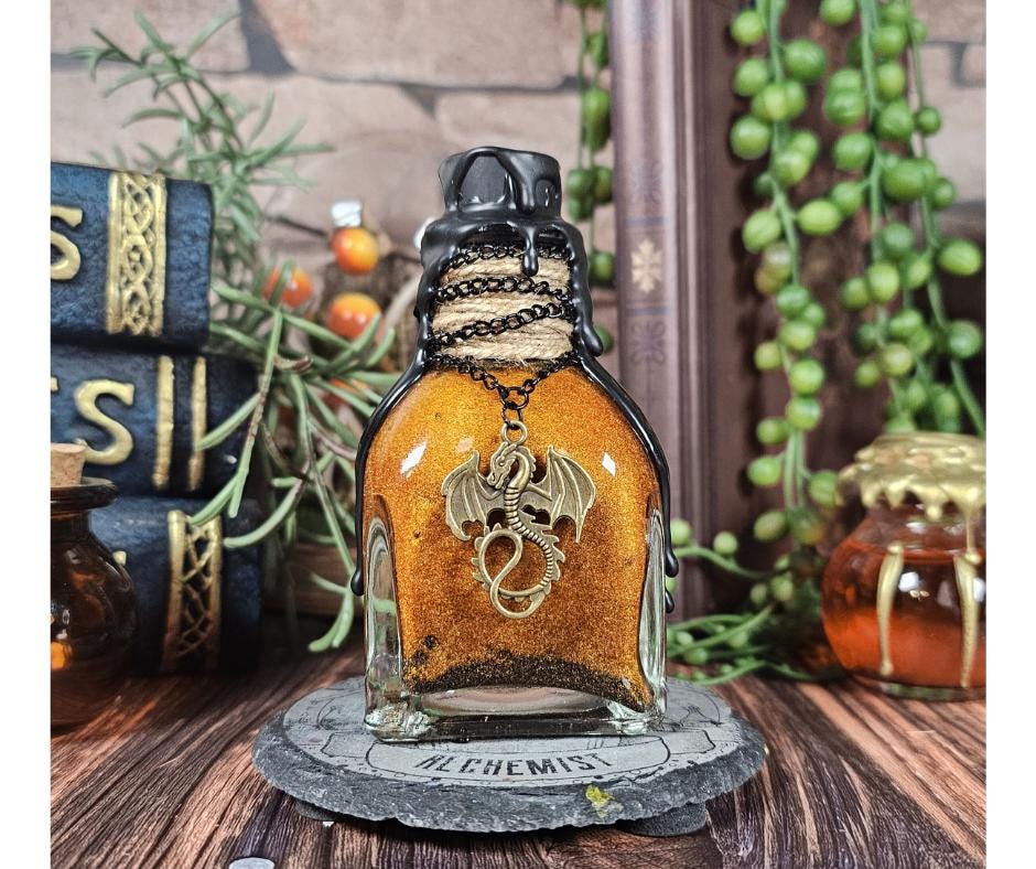 Dragon Fire Magic Potion Bottle: Color Shifting Fantasy Decor