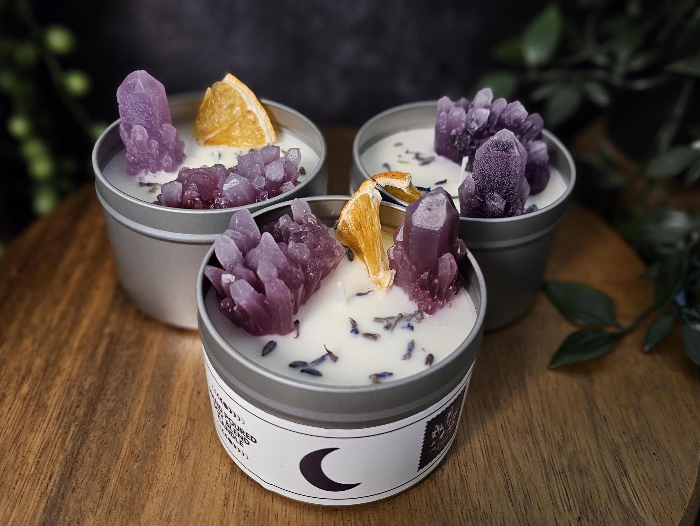Crystal Wax Candles | Soy Blend Citrus Scent | Witch Apothecary