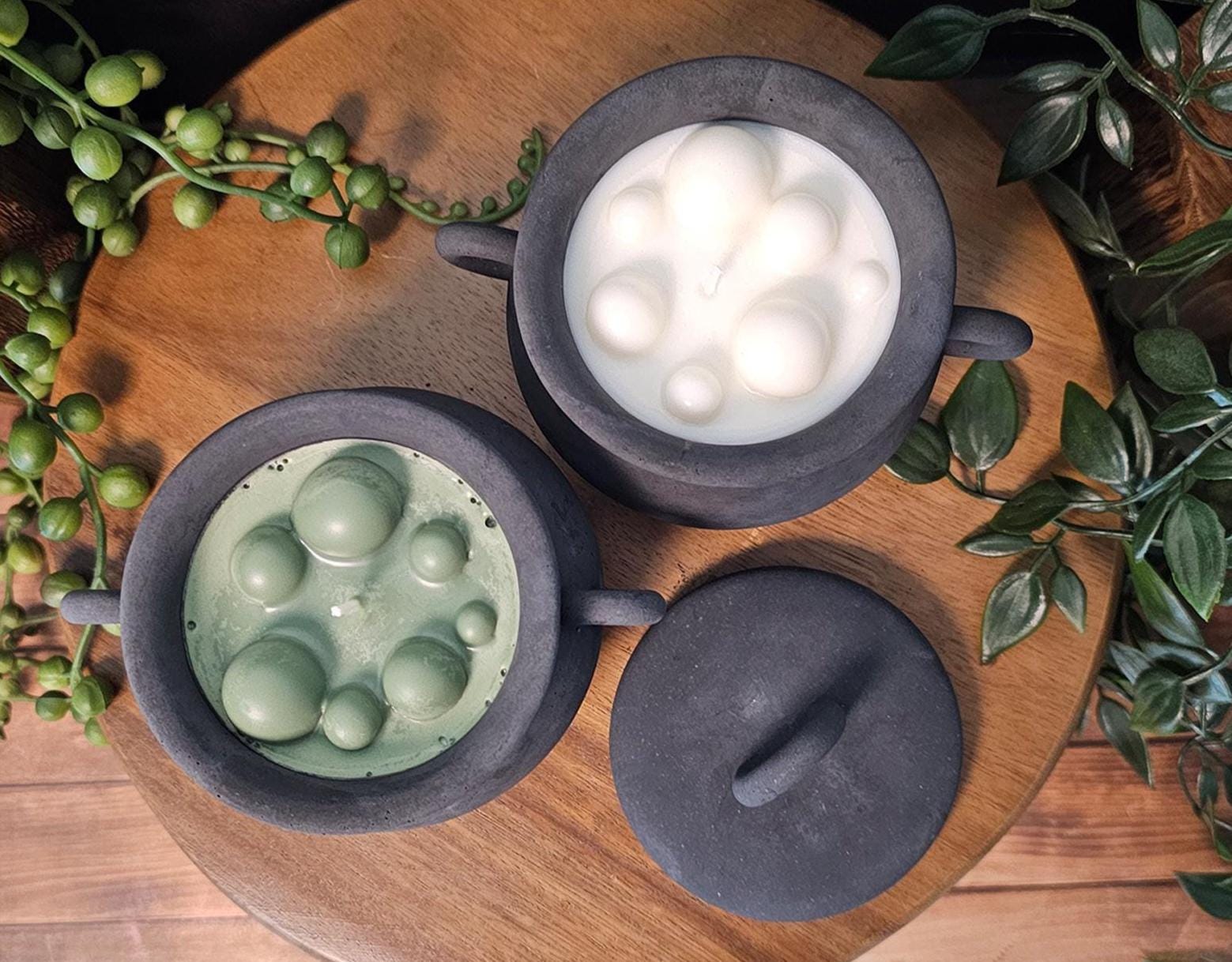 Cauldron Witchy Candle | Green Apple Scent | Bubbly Witch Apothecary